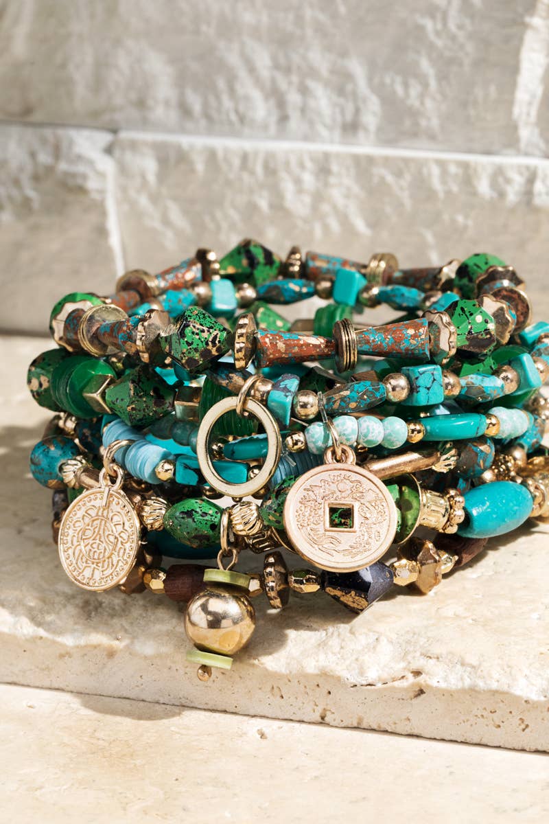 Multi Layered Natural Stone Bracelet Set: Hidden Valley