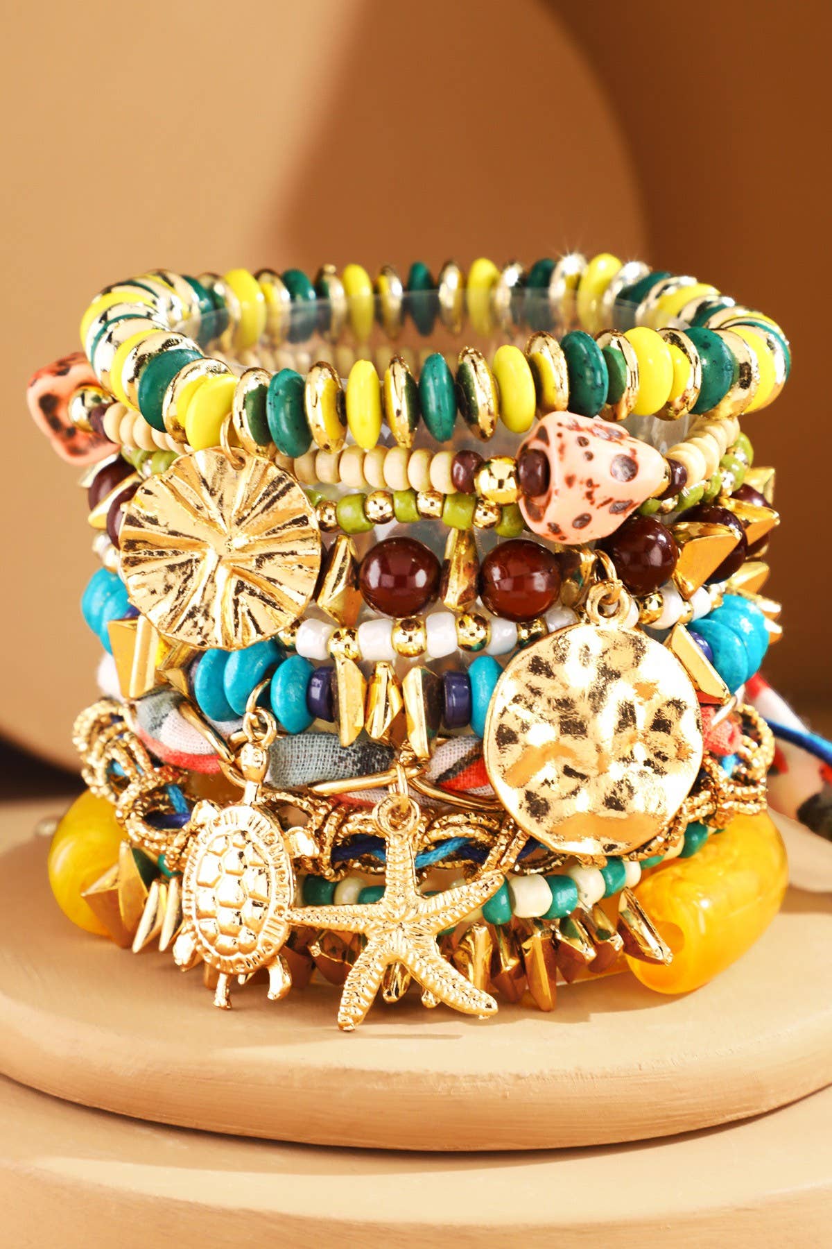 Coastal Charm Beaded Bracelet Set: Ocean