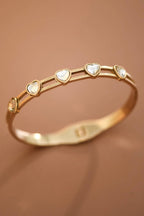 18K Gold Plated Waterproof Stainless Steel Heart Hinged Bangle
