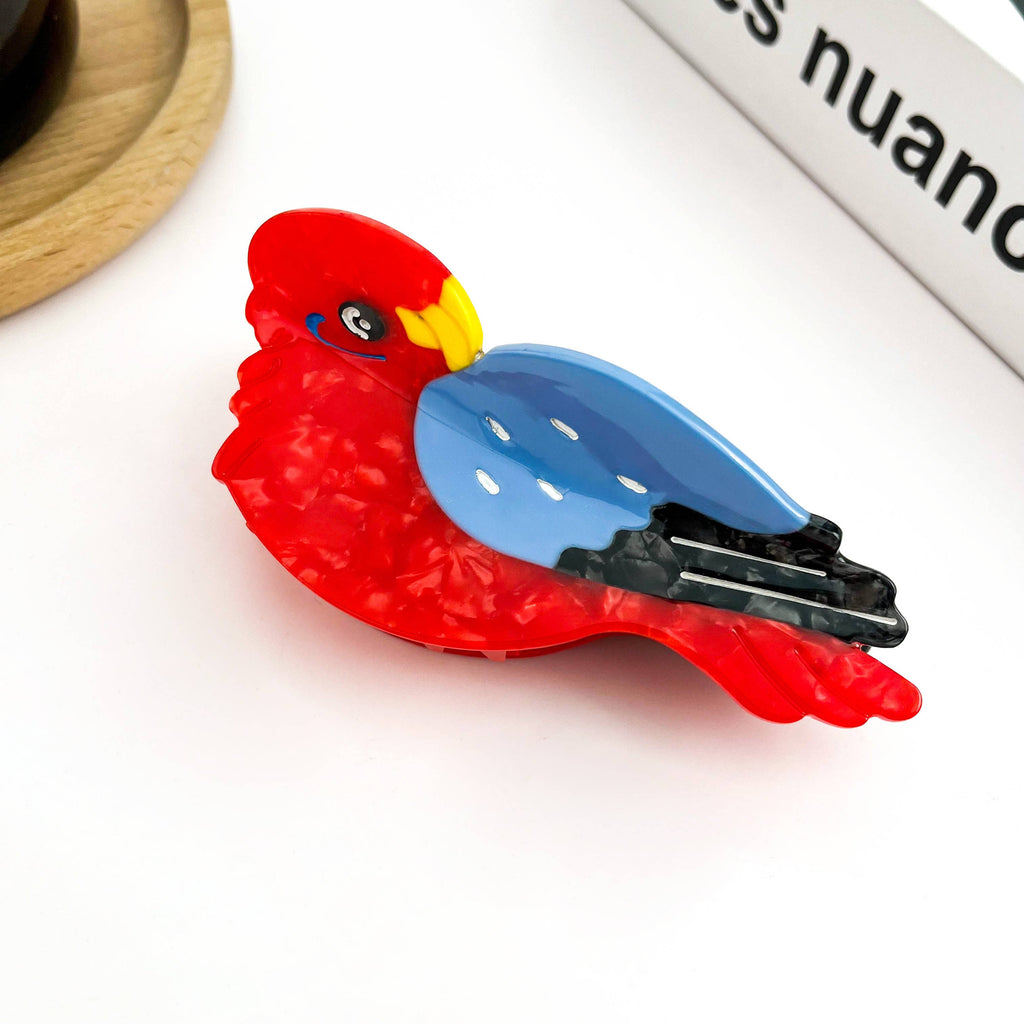 Acetate Owl and Parrot Hair Claw Clip: Owl