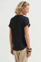 Whipstitch Drop Shoulder Regular Blouse: Navy / L