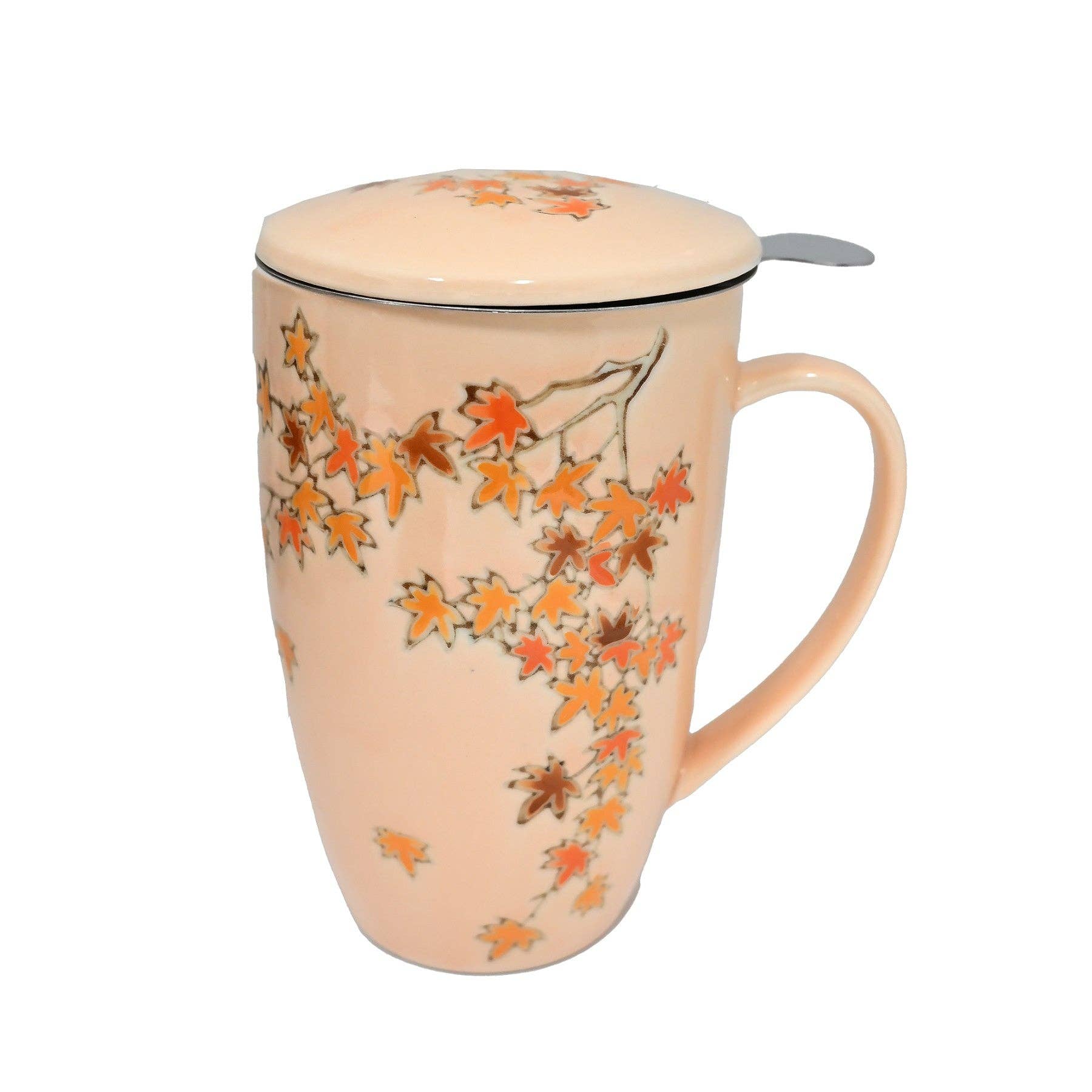 Momiji Maple Leaves Design 15oz Tea Mugs with Lid and Infuser