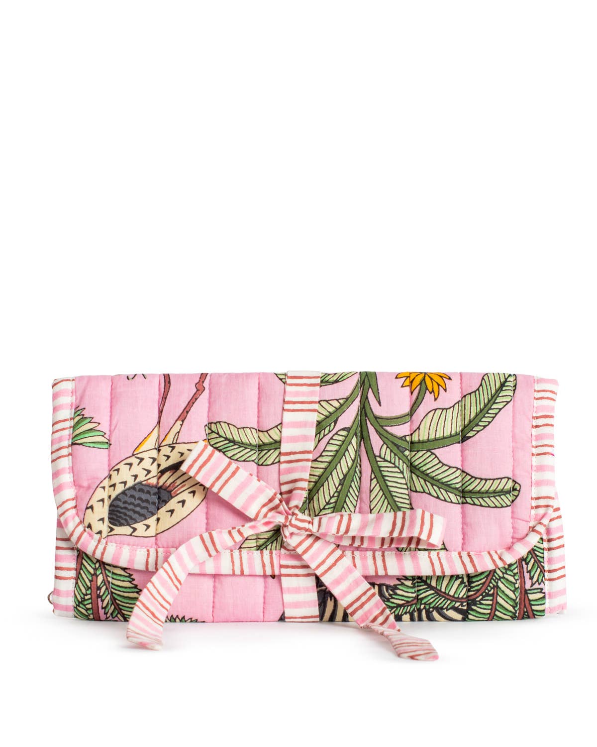 Liana Quilted Jewelry Roll Pink
