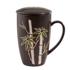 Bamboo Design 15oz Tea Mugs with Lid and Infuser