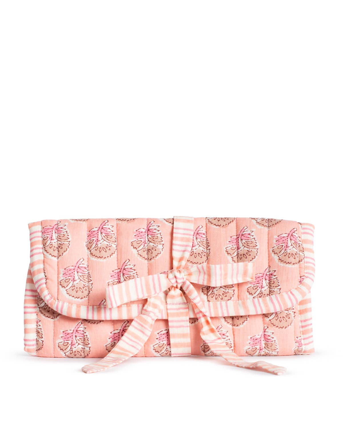 Layla Quilted Jewelry Roll Pink