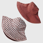 Women's Reversible Checkered Bucket Hat Pink