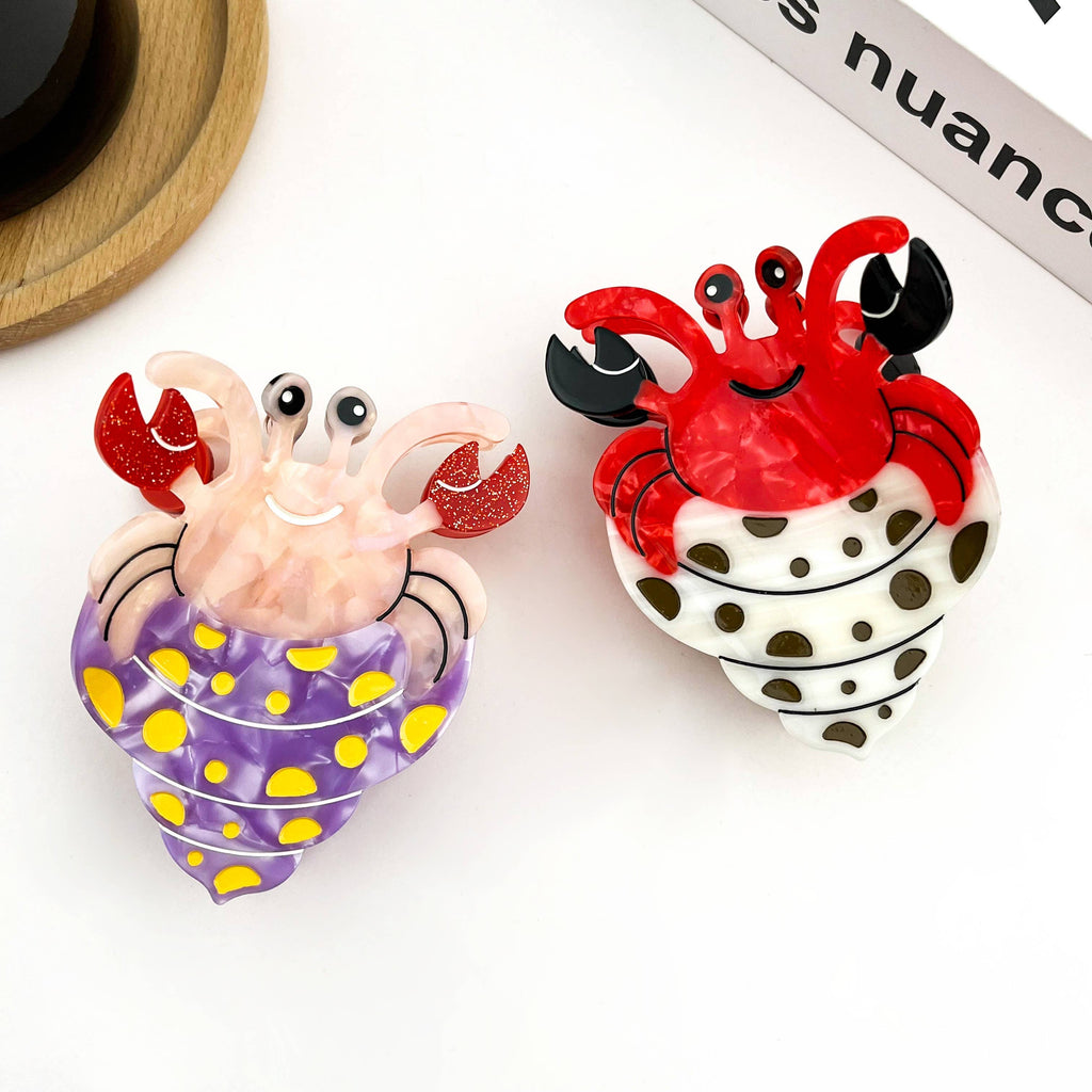 Hermit Crab Claw Clip, Acetate Hair Clip: C-White