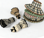 Boho Checkered Straw Hat Roll Up Ruffled Beach Hat: Green / M