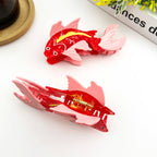 Red Pink Koi Fish Acetate Hair Claw, Fish Hair Clips: Koi