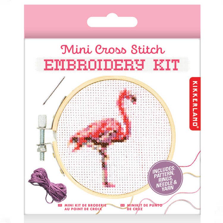 Mini Cross Stitch Embroidery Kit Flamingo arrives May 8