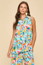 2-Piece Tank + Relaxed Pants Resort Wear Set: MULTI
