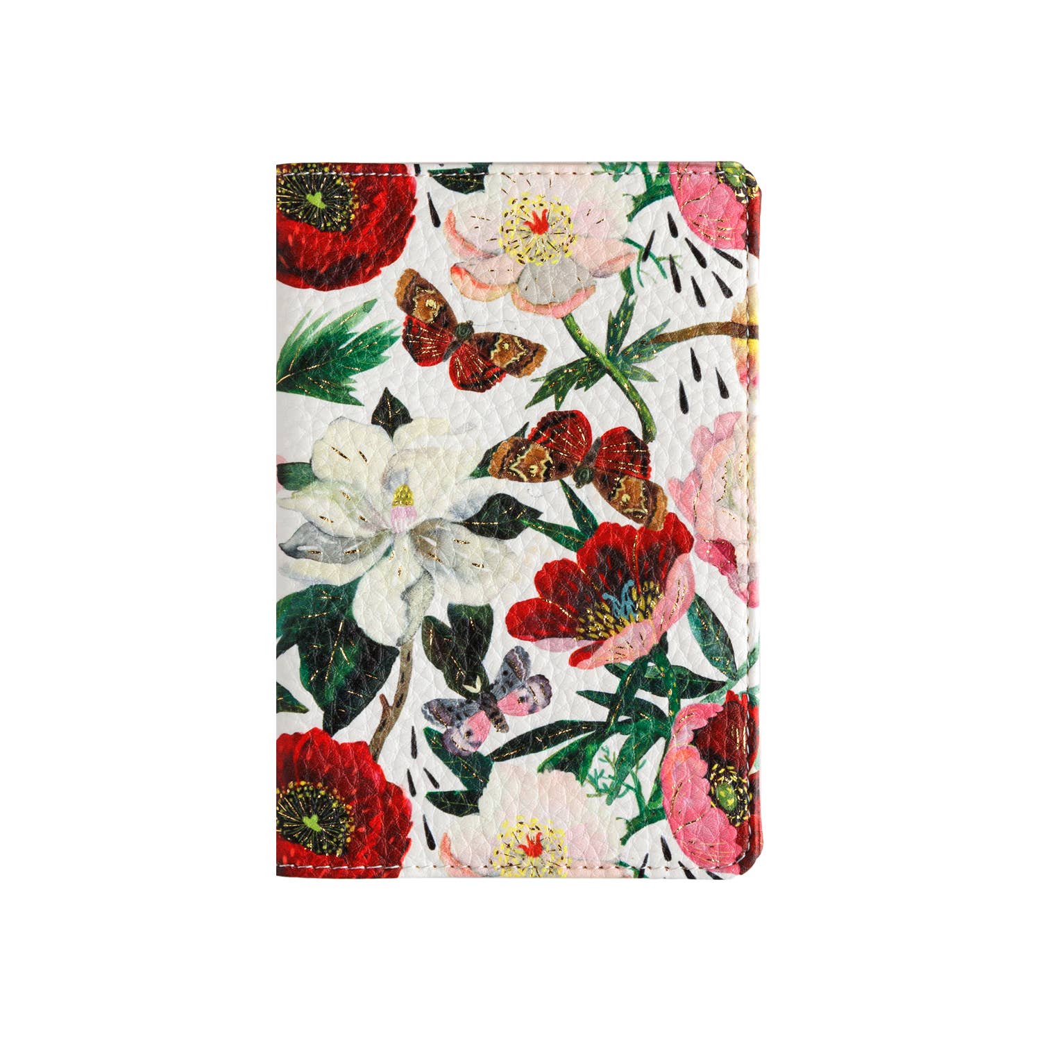Vegan Leather Passport Cover - Peonies