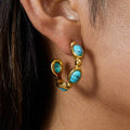 18K STAINLESS STEEL WATERPROOF TARNISH FREE TURQUOISE HOOPS