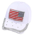 RHINESTONE USA AMERICAN FLAG FASHION CAP WHITE