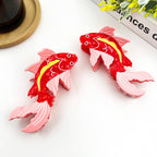 Red Pink Koi Fish Acetate Hair Claw, Fish Hair Clips: Koi