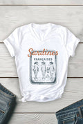 French Sardines Unisex V Neck Tee: White / L / Graphic T-Shirt