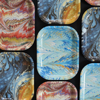 Small Metal Vintage Marbled Pastel Blue Trinket Tray