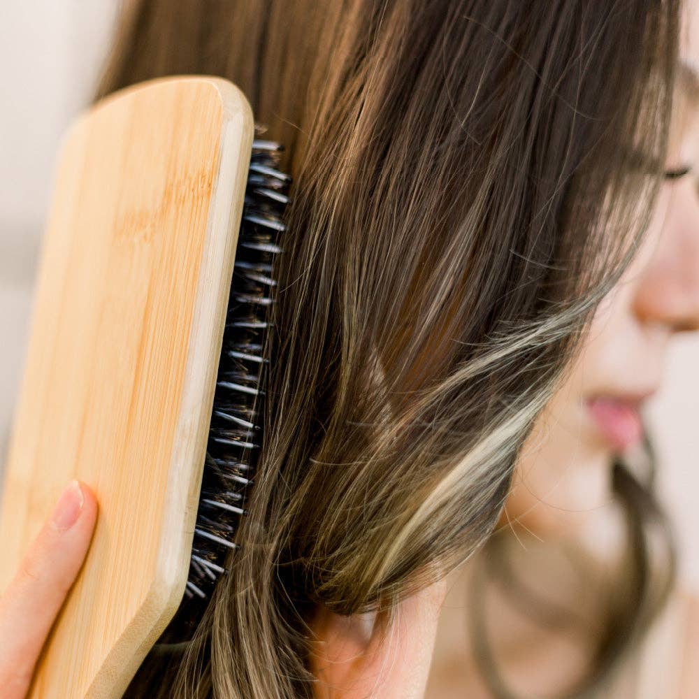 Hair Brush - Paddle Brush with Boar Bristles and Nylon Pins