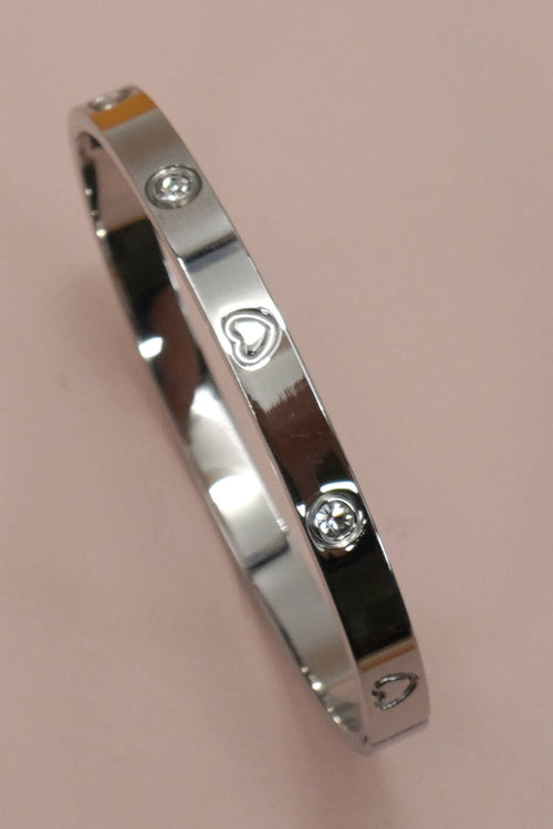 18K NON-TARNISH WATERPROOF STAINLESS STEEL SILVER BANGLE