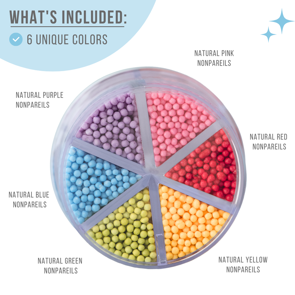 Natural Rainbow Nonpareils Sprinkle Jar - 6 Cell