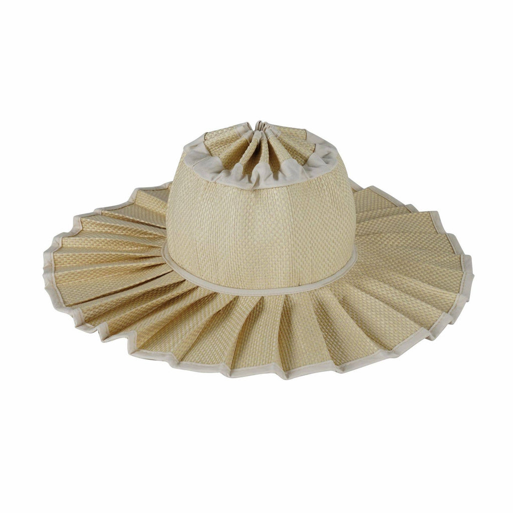 Boho Checkered Straw Hat Roll Up Ruffled Beach Hat: VBlack / M