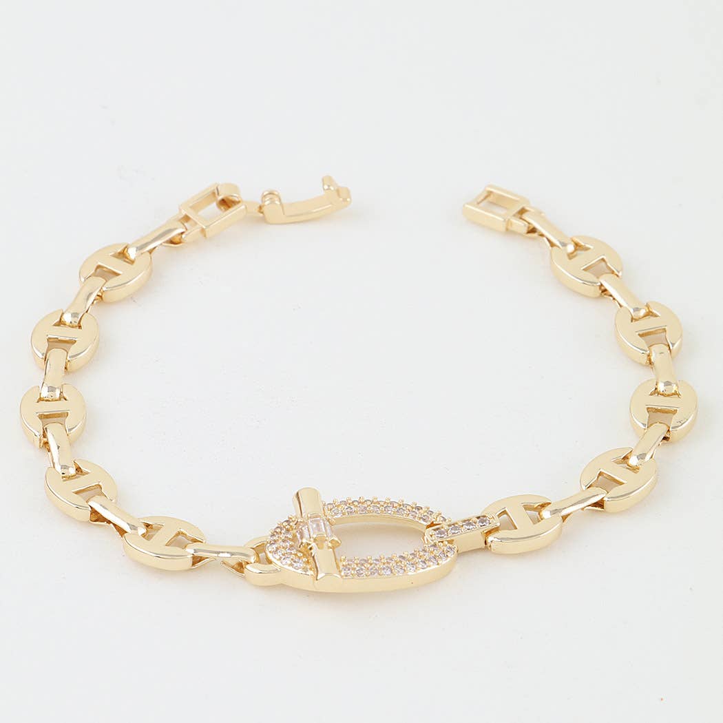 Bejeweled Oval Toggle Mariner Chain Bracelet