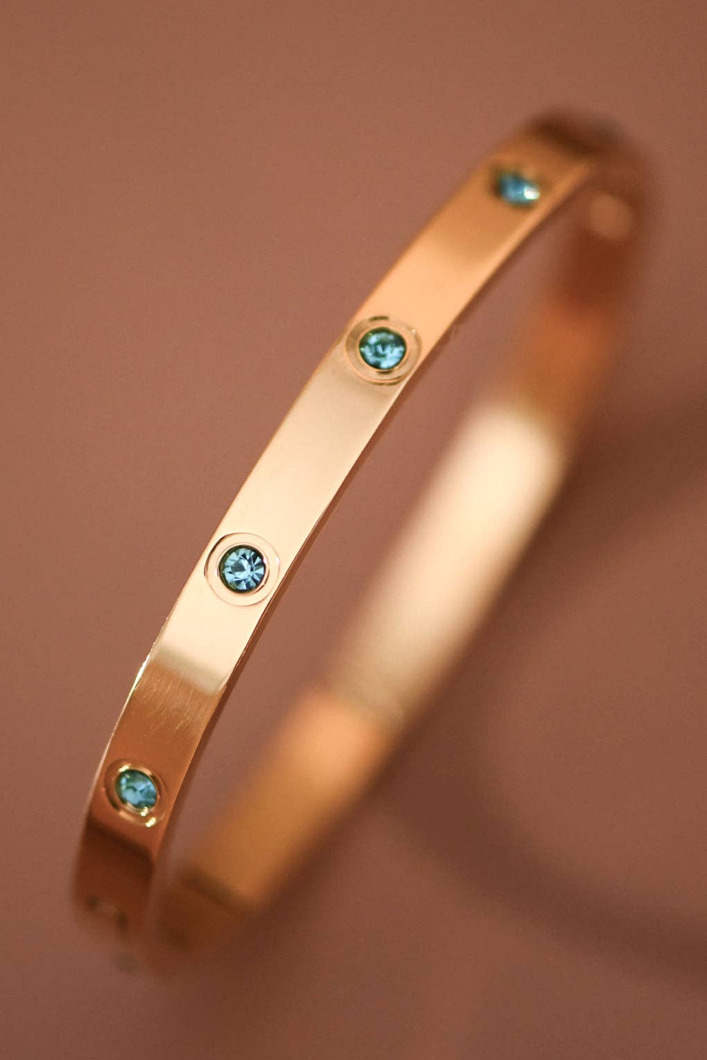18K Gold Plated Waterproof Stainless Steel Aquamarine Bangle