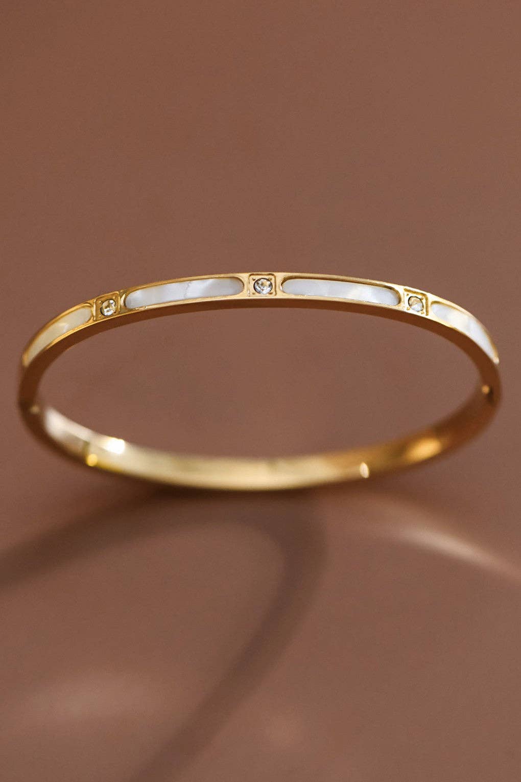 18K Gold Plated Waterproof Stainless Steel HInged Bangle