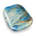 Small Metal Vintage Marbled Pastel Blue Trinket Tray