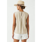 Round Neck Garment Wash Sleeveless Top: Denim / S-M-L(2-2-2)