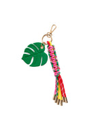 PALM LEAF BAG CHARM/KEY RING,MULTI