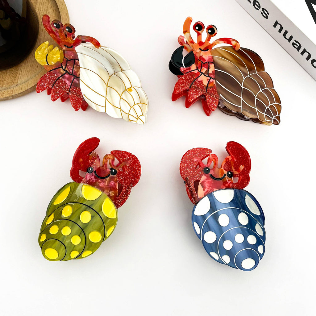 Hermit Crab Claw Clip, Acetate Hair Clip: C-White