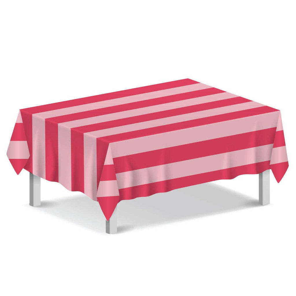 Pink Stripe Cotton XL Tablecloth