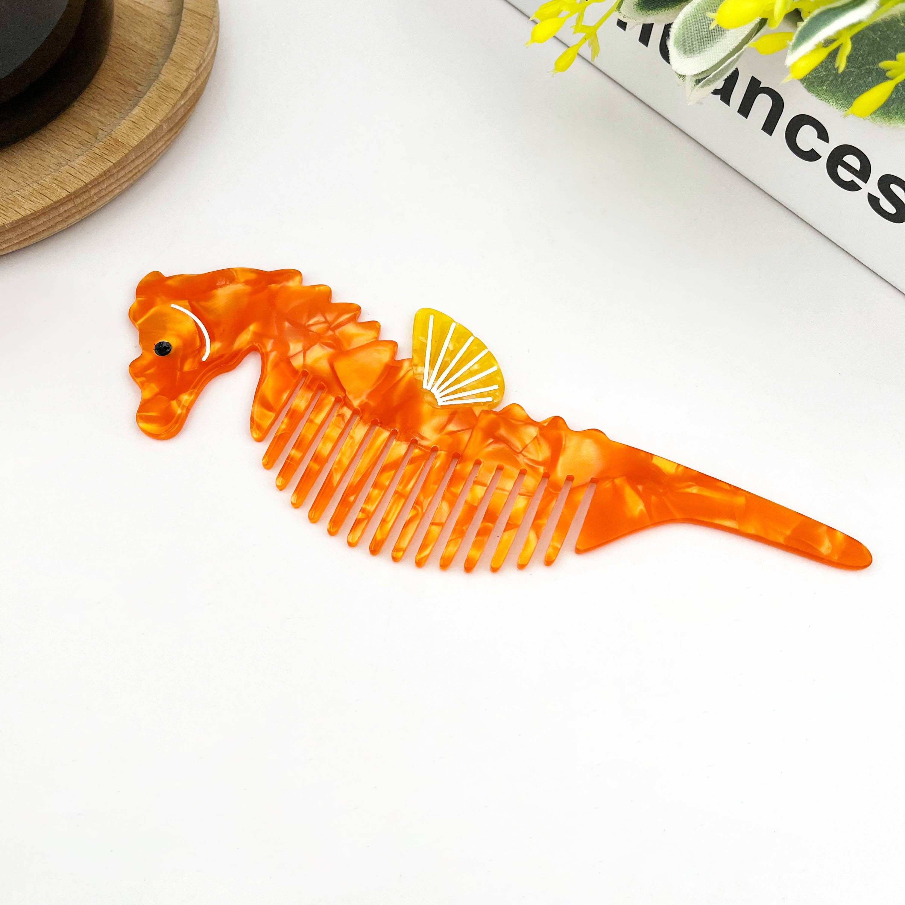 Acetate Ocean Animal Hair Comb: Seahorse