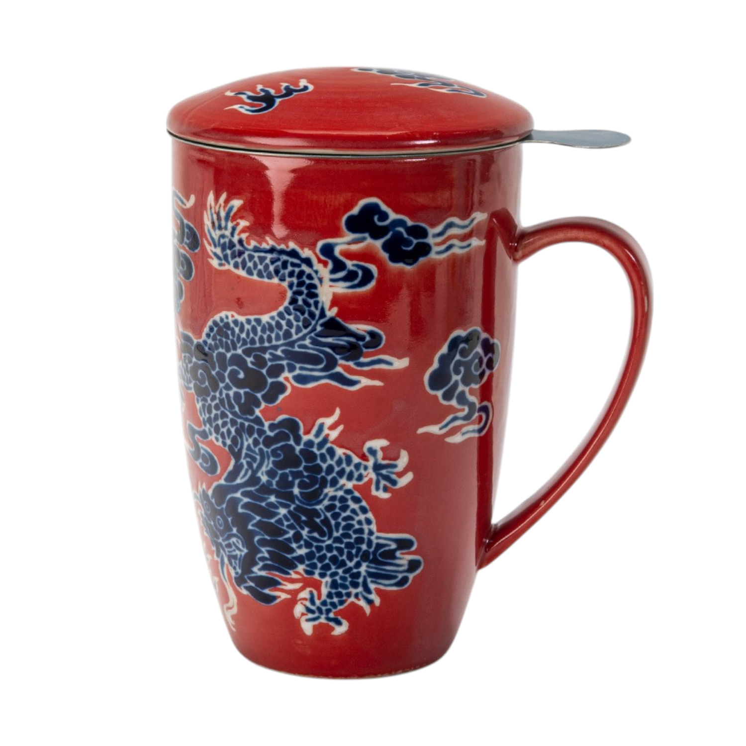 Oriental Dragon Design 15oz Tea Mugs with Lid and Infuser