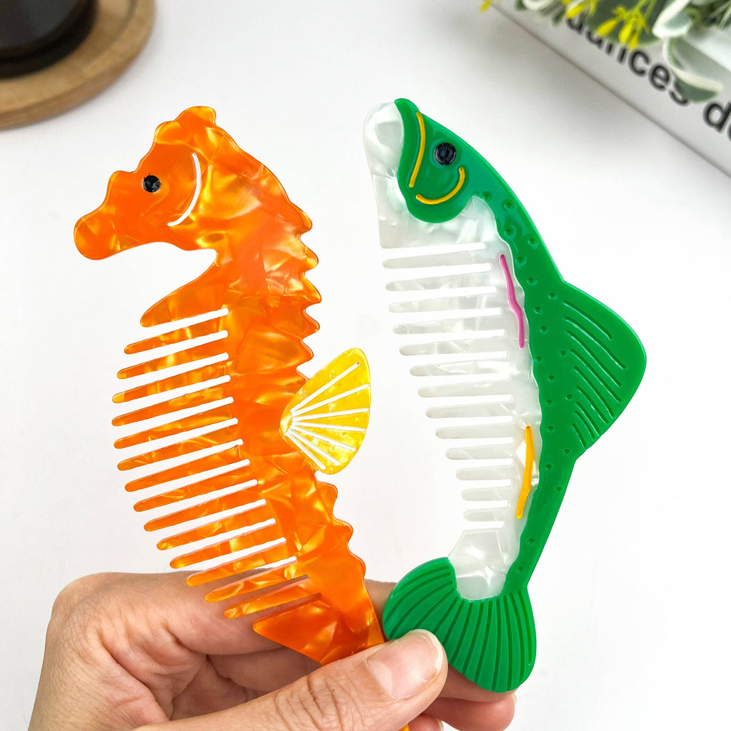 Acetate Ocean Animal Hair Comb: Seahorse