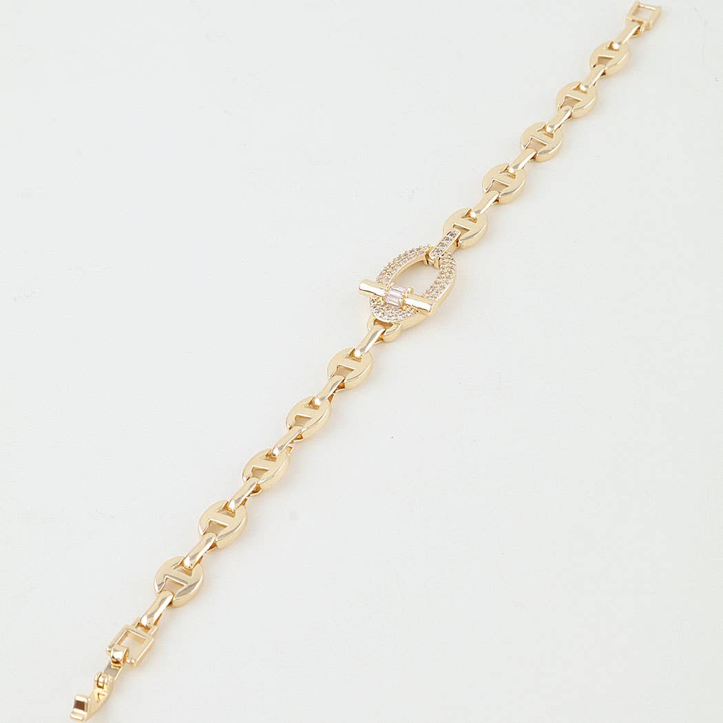 Bejeweled Oval Toggle Mariner Chain Bracelet
