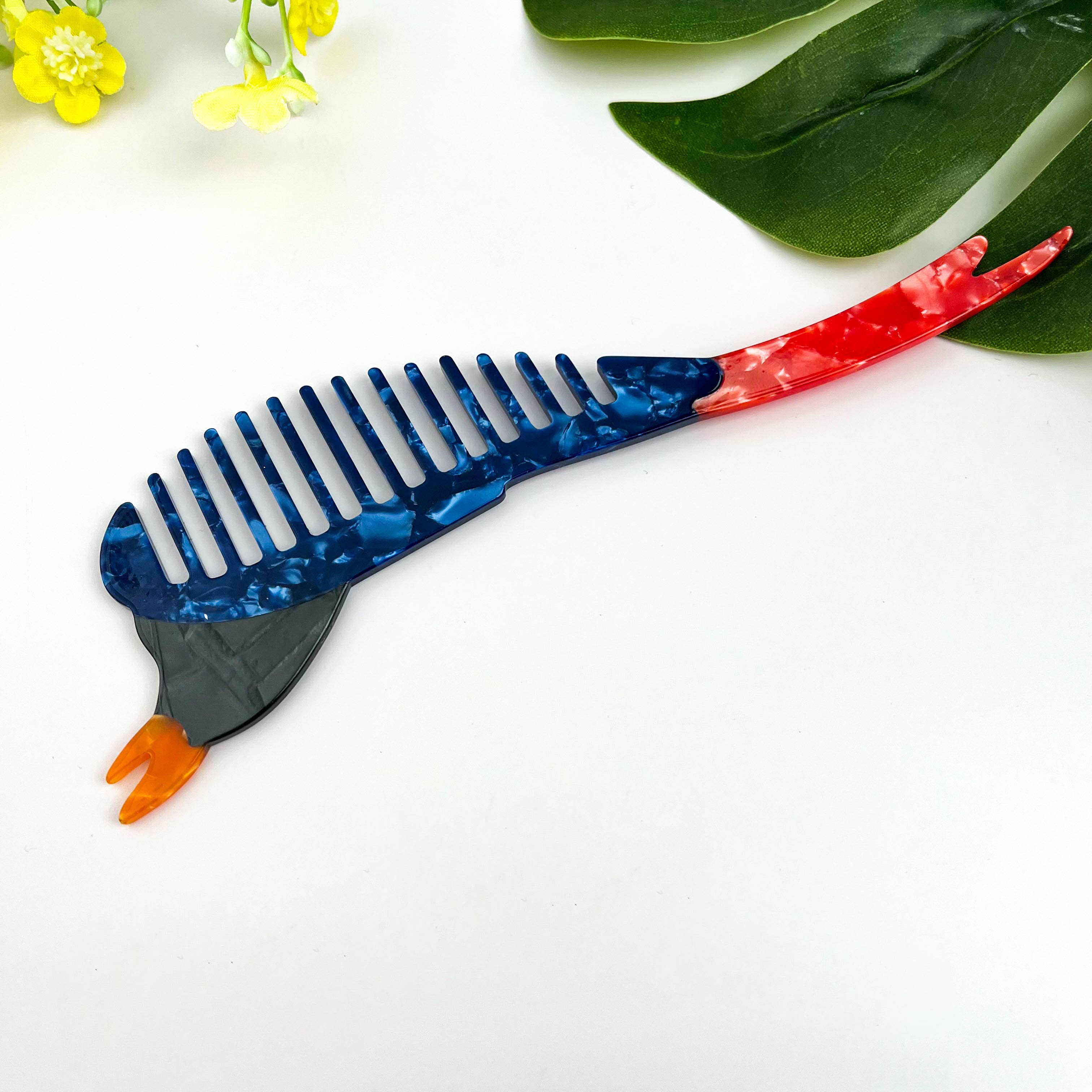 Acetate Swallow Hair Comb, Bird-Shaped Comb: Blue