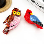 Acetate Owl and Parrot Hair Claw Clip: Owl