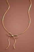 18K Gold Plated Waterproof Stainless Steel Chain Necklace Bow