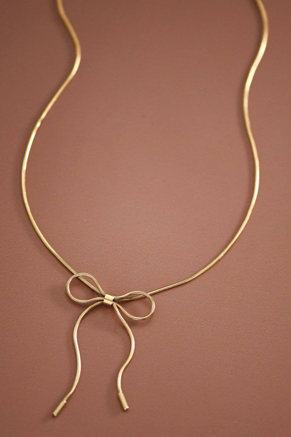 18K Gold Plated Waterproof Stainless Steel Chain Necklace Bow