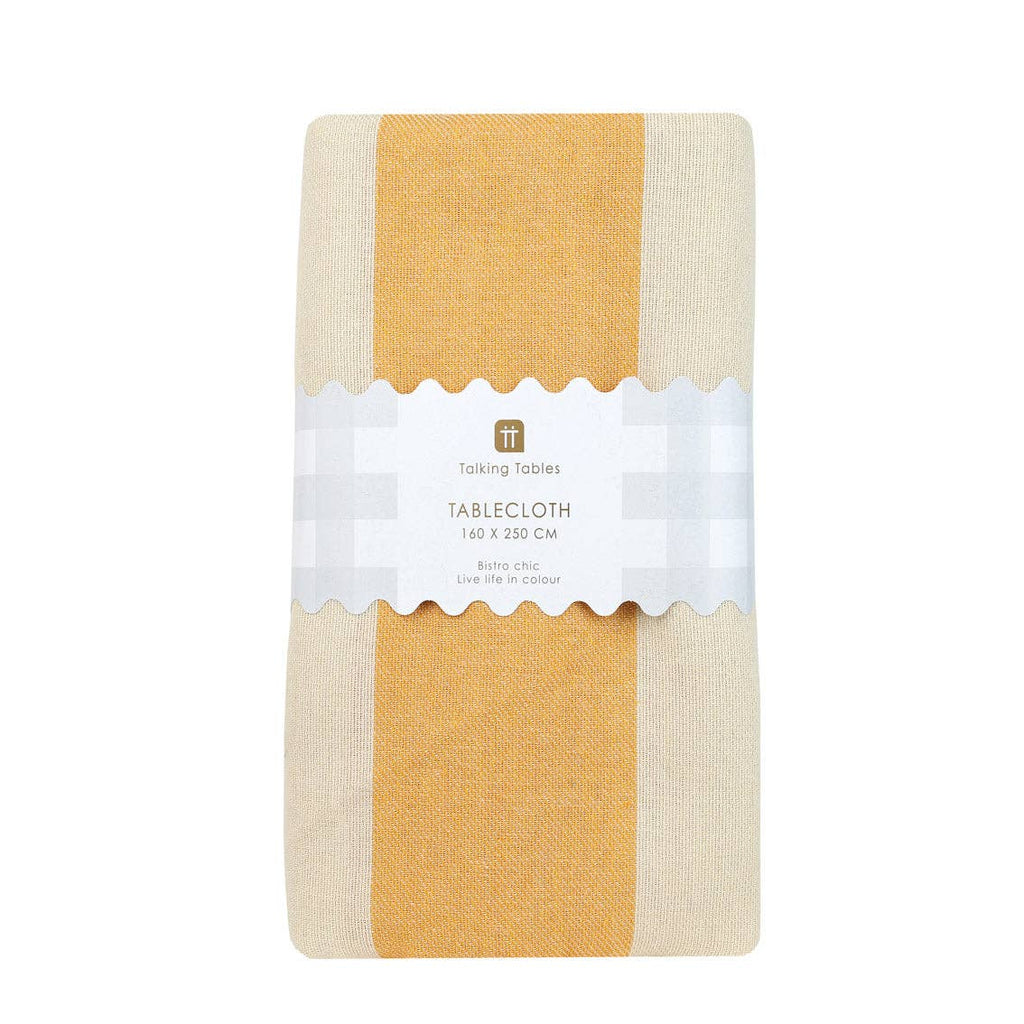 Yellow Stripe Cotton XL Tablecloth