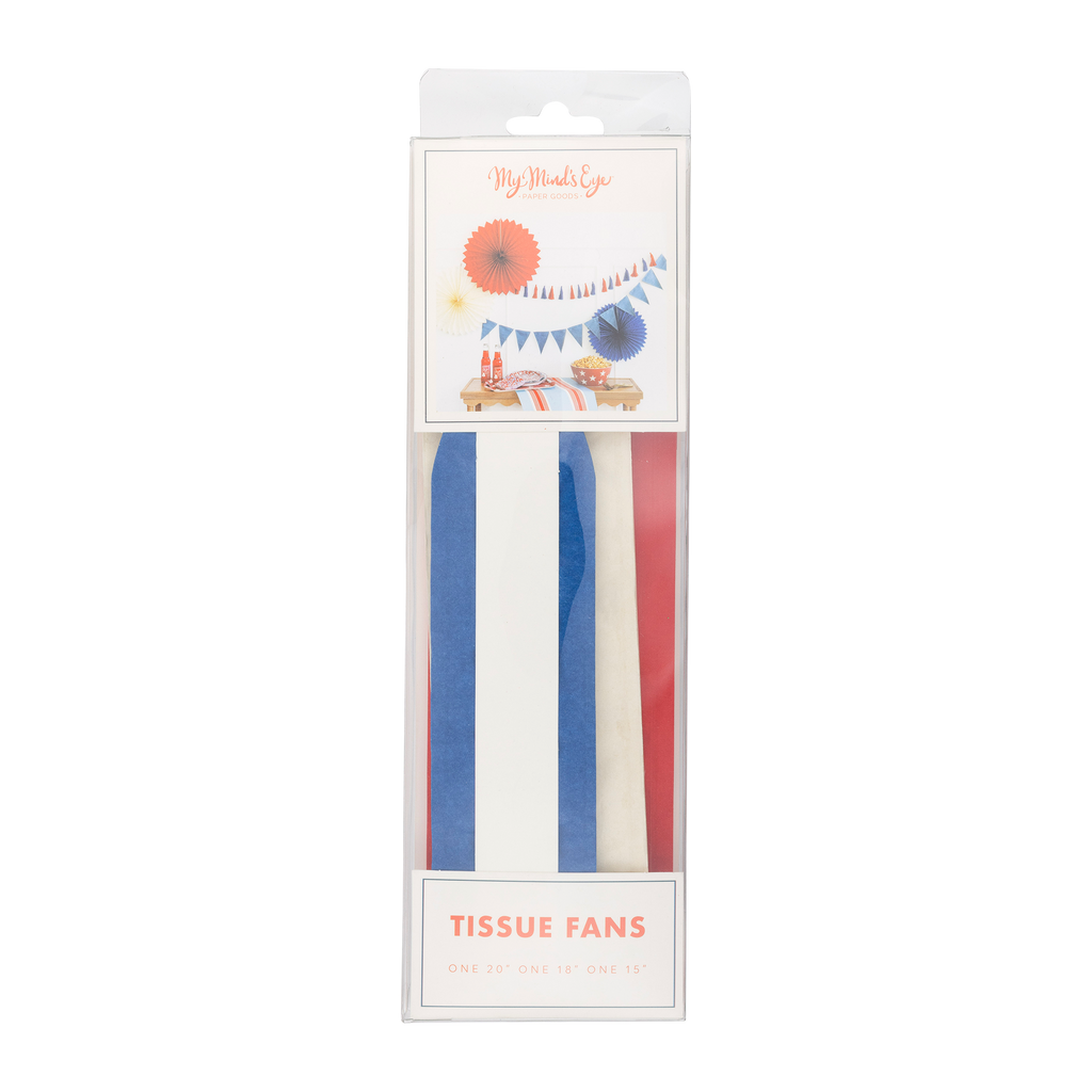 Red White and Blue Tissue Party Fans