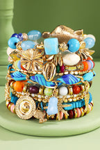 Boho Lux Stretch & Stack Charm Bracelet Set: Sunset