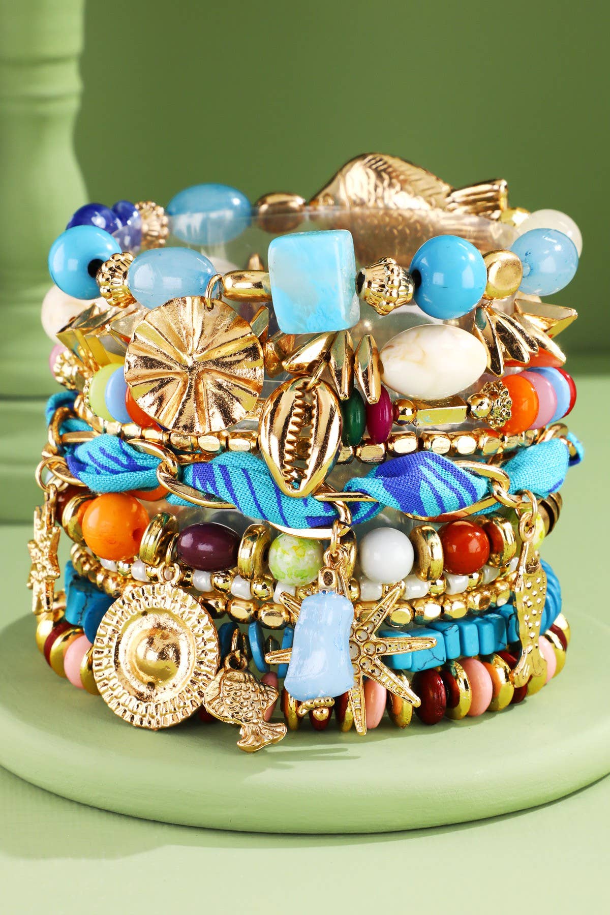 Boho Lux Stretch & Stack Charm Bracelet Set: Sunset