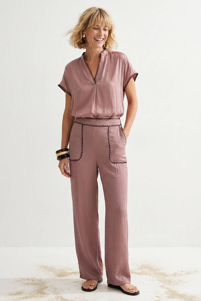 Whipstitch Drop Shoulder Regular Blouse: Sunflower / L