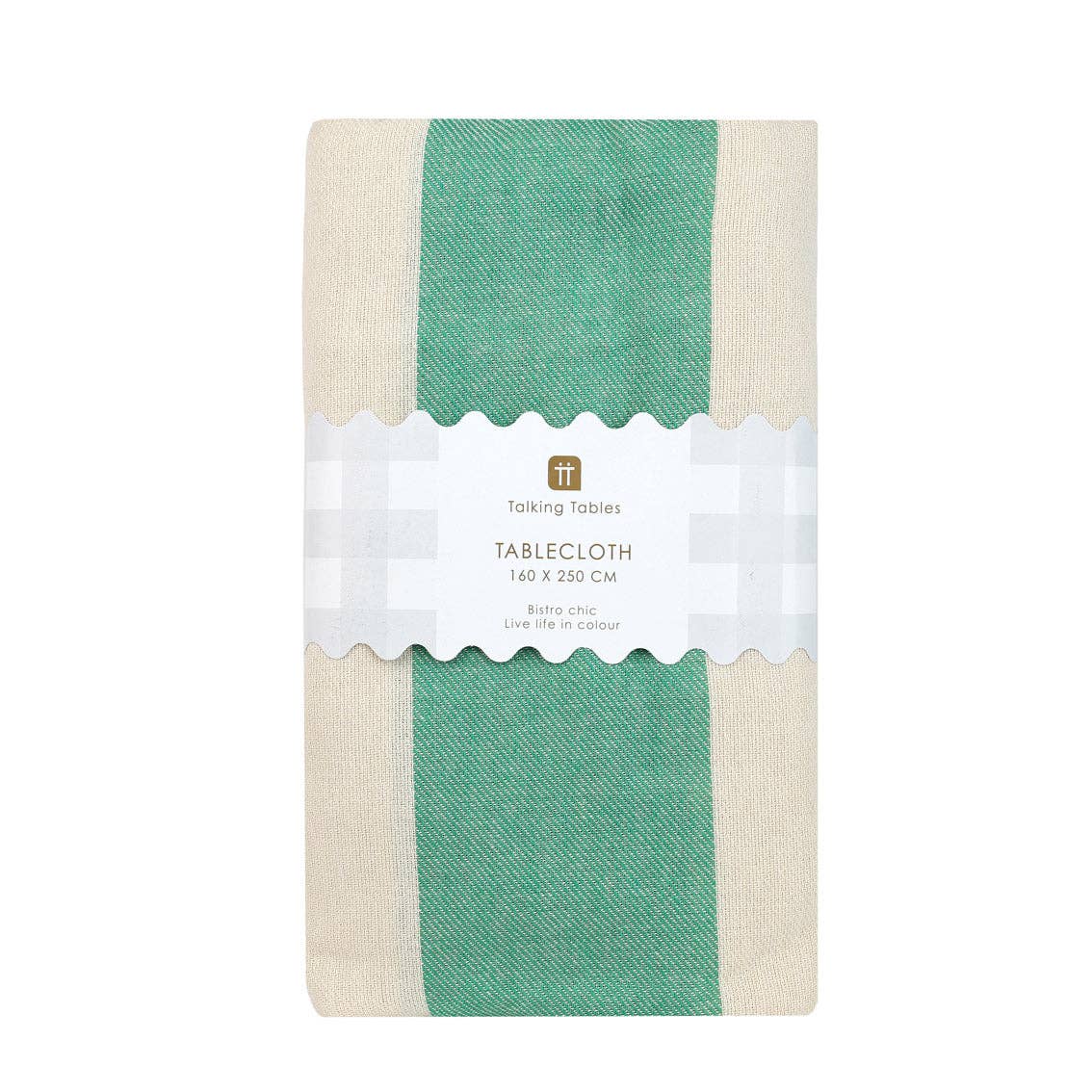 Green Stripe Cotton XL Tablecloth