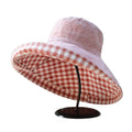 Women's Reversible Checkered Bucket Hat Pink