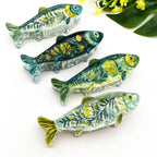 Green Sardine Hair Claw Clip with Seaweed Detail: Green-C