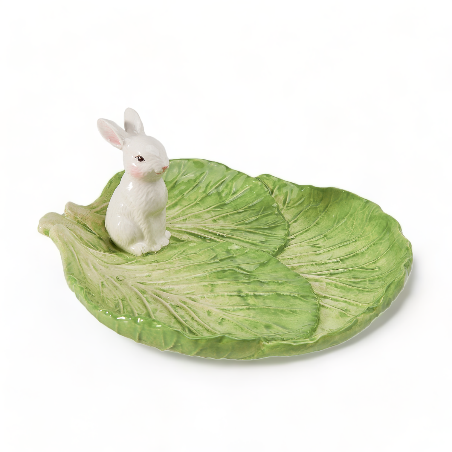 8in Lettuce Platter w/Bunny: Lilac Garden